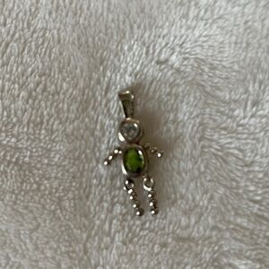 Sterling Silver and Peridot Birthstone Kid Pendant‎.